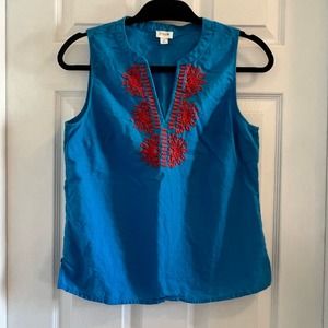 JCrew - Beachy shell tank with embroidered neck